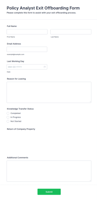 Policy Analyst Exit Offboarding Form Template