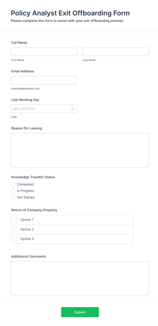 Policy Analyst Exit Offboarding Form Template