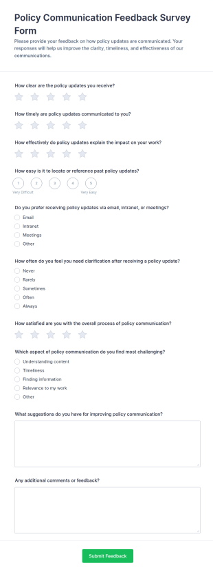 Policy Communication Feedback Survey Form Template