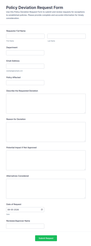 Policy Deviation Request Form Template