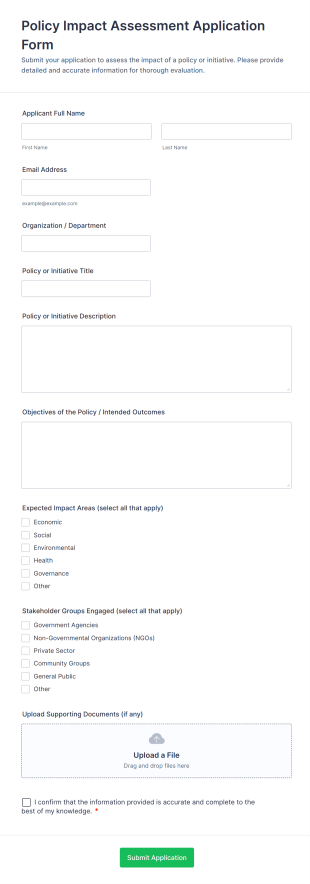 Policy Impact Assessment Application Form Form Template