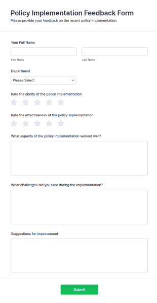 Policy Implementation Feedback Form Template