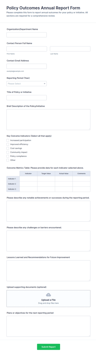 Policy Outcomes Annual Report Form Template