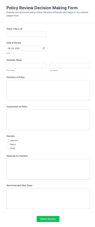 Policy Review Decision Making Form Template