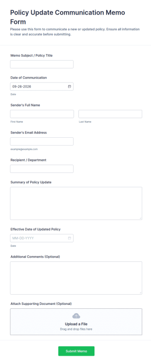 Policy Update Communication Memo Form Template