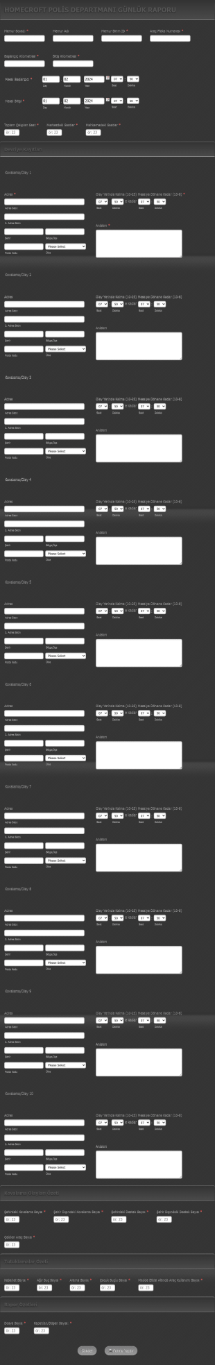 Polis Günlük Rapor Form Template