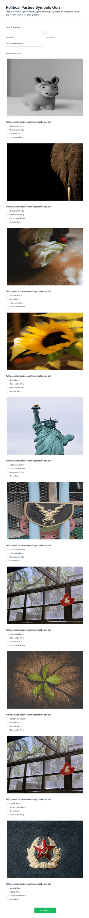 Political Parties Symbols Quiz Form Template
