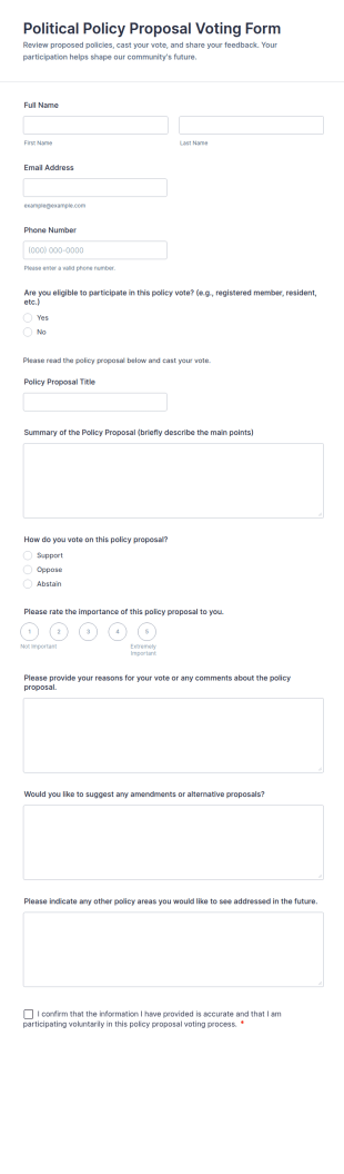 Political Policy Proposal Voting Form Template