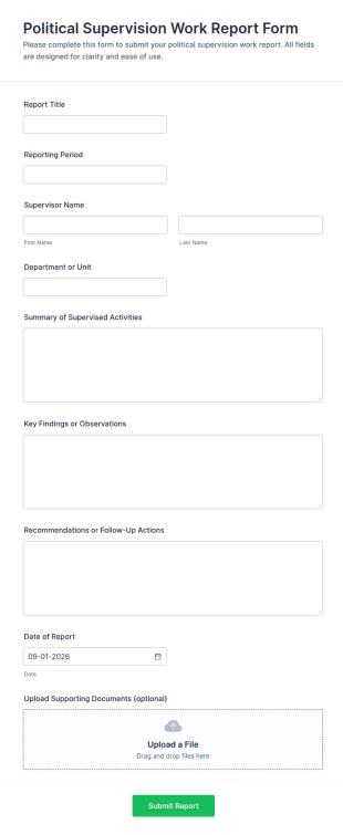 Political Supervision Work Report Form Template