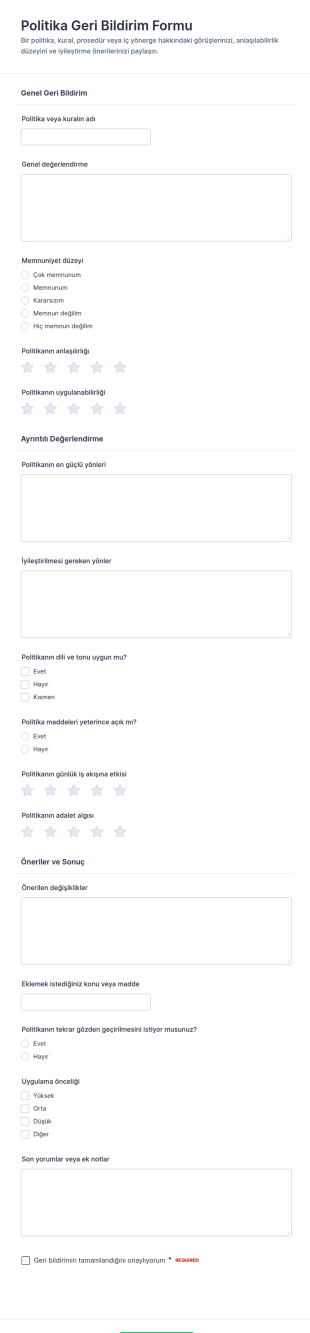 Politika Geri Bildirim Form Şablonu