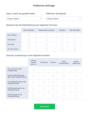 Politische Umfrage Form Template