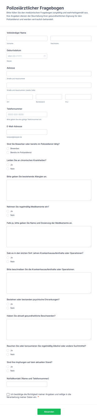 Polizeiärztlicher Fragebogen