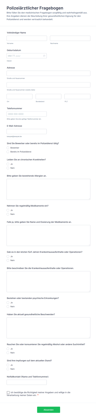 Polizeiärztlicher Fragebogen