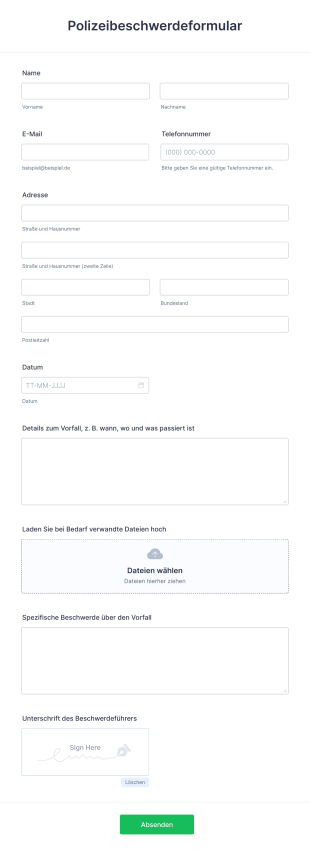 Polizeibeschwerdeformular Form Template