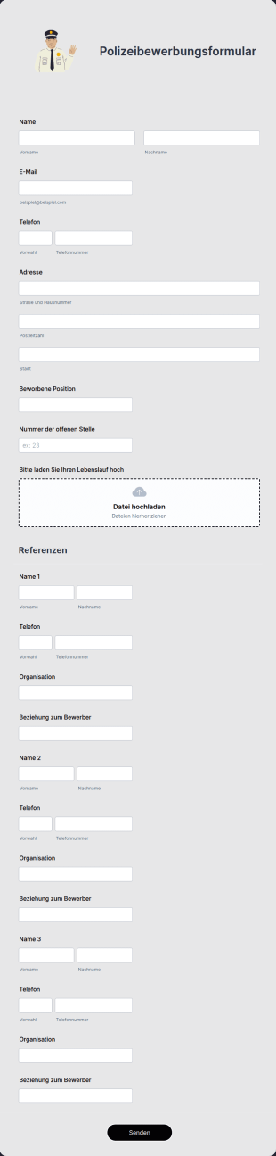 Polizeibewerbungsformular