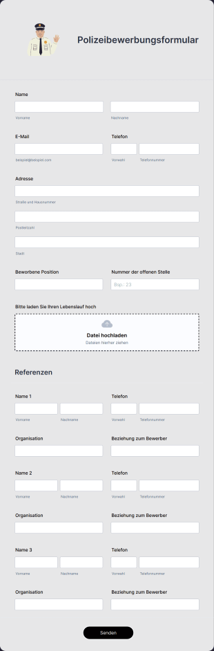 Polizeibewerbungsformular Form Template