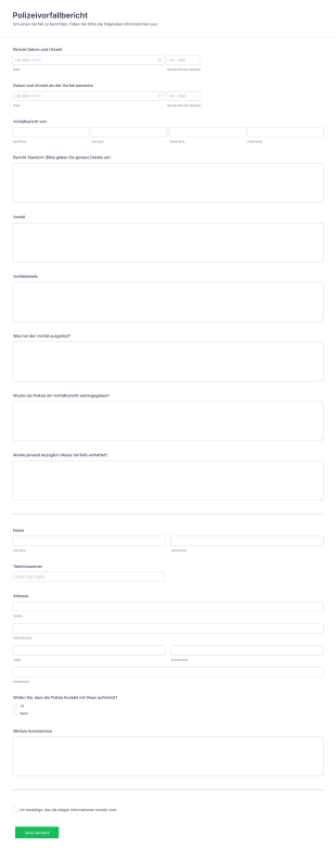 Polizeivorfallbericht Form Template