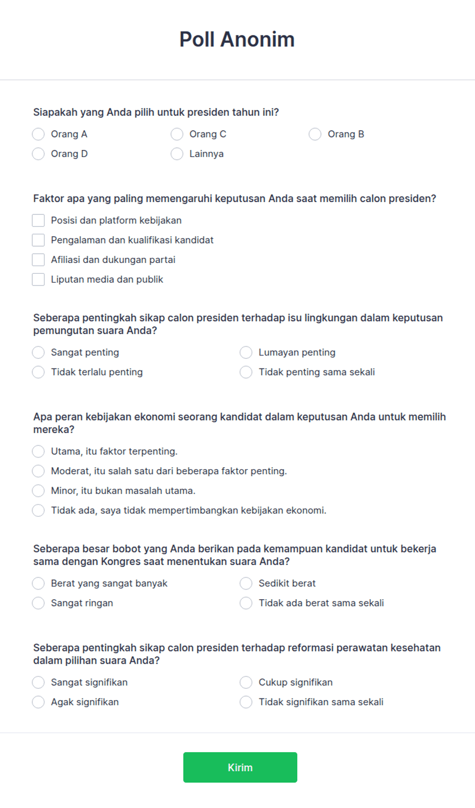 Poll Anonim | Jotform