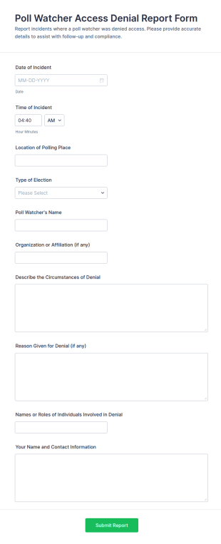 Poll Watcher Access Denial Report Form Template