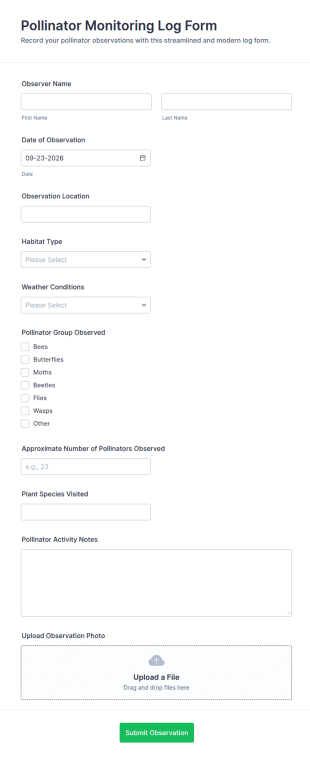 Pollinator Monitoring Log Form Template