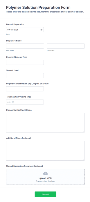 Polymer Solution Preparation Form Template