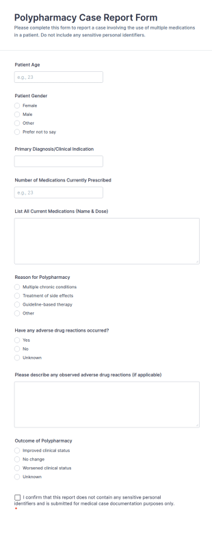 Polypharmacy Case Report Form Template