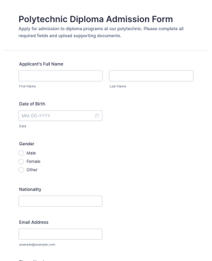 Polytechnic Diploma Admission Form Template