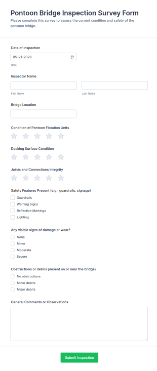 Pontoon Bridge Inspection Survey Form Template
