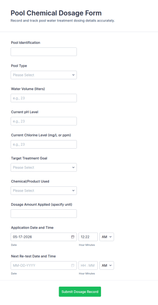 Pool Chemical Dosage Form Template