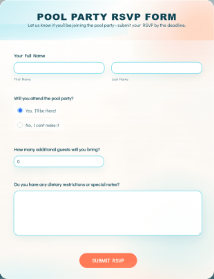 Pool Party RSVP Form Template
