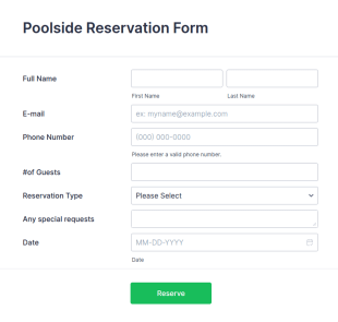 Poolside Reservation Form Template