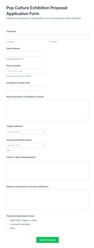 Pop Culture Exhibition Proposal Application Form Template