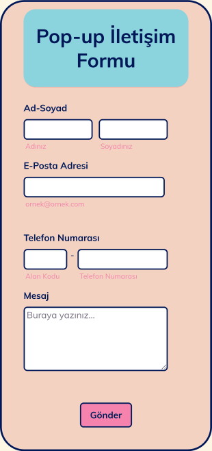 Pop Up İletişim Form Şablonu