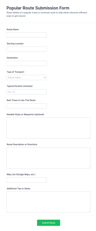 Popular Route Submission Form Template