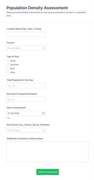 Population Density Assessment Form Template
