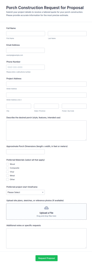 Porch Construction Request For Proposal Form Template