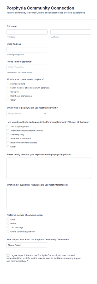 Porphyria Community Connection Form Template