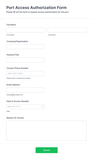 Port Access Authorization Form Template