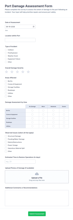 Port Damage Assessment Survey Form Template