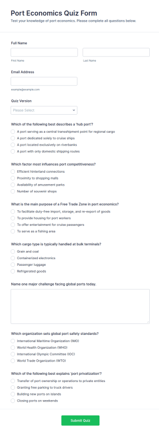 Port Economics Quiz Form Template
