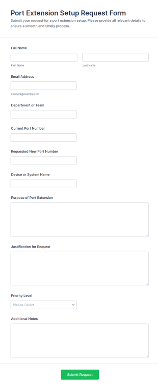 Port Extension Setup Request Form Template