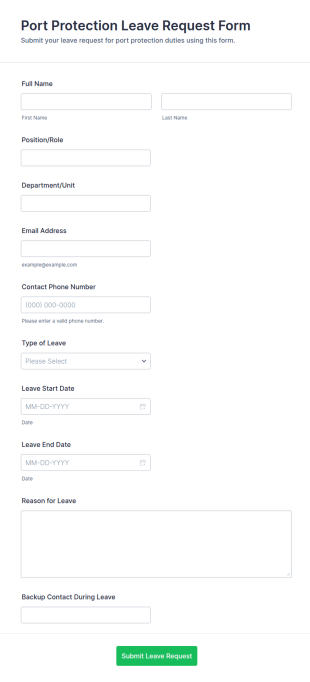 Port Protection Leave Request Form Template
