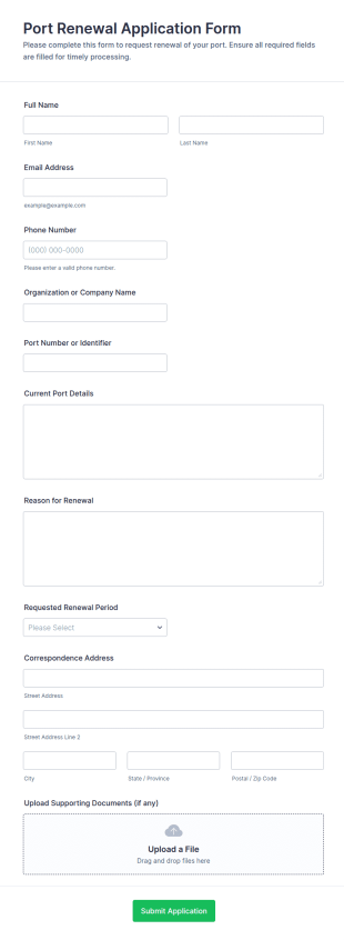 Port Renewal Application Form Template