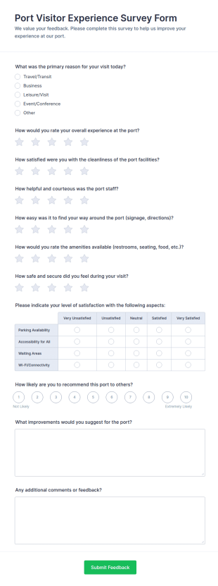 Port Visitor Experience Survey Form Template