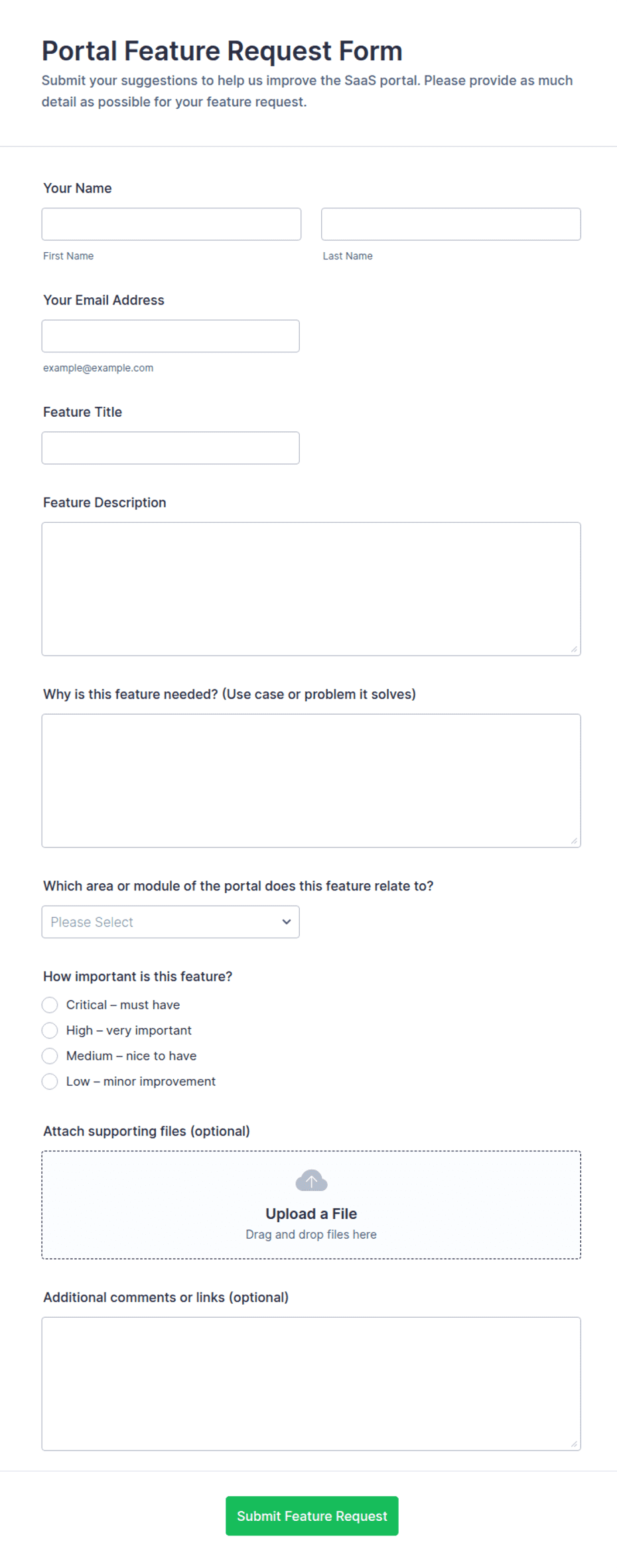 Portal Feature Request Form Template | Jotform