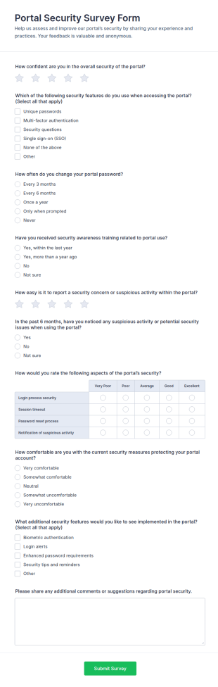 Portal Security Survey Form Template