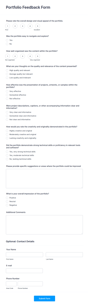 Portfolio Feedback Form Template