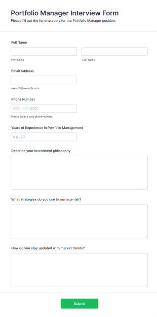 Portfolio Manager Interview Form Template