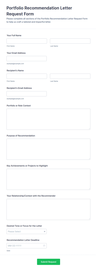 Portfolio Recommendation Letter Request Form Template