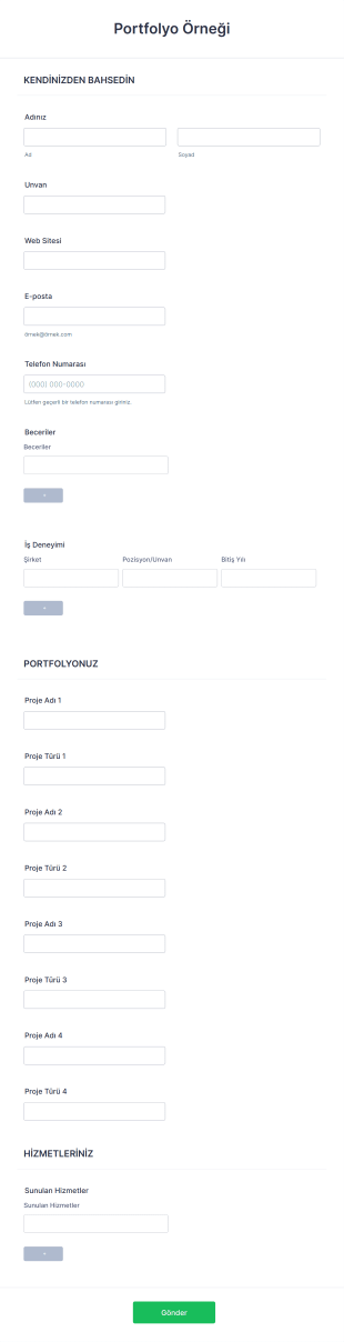 Portfolyo Örneği Form Şablonu